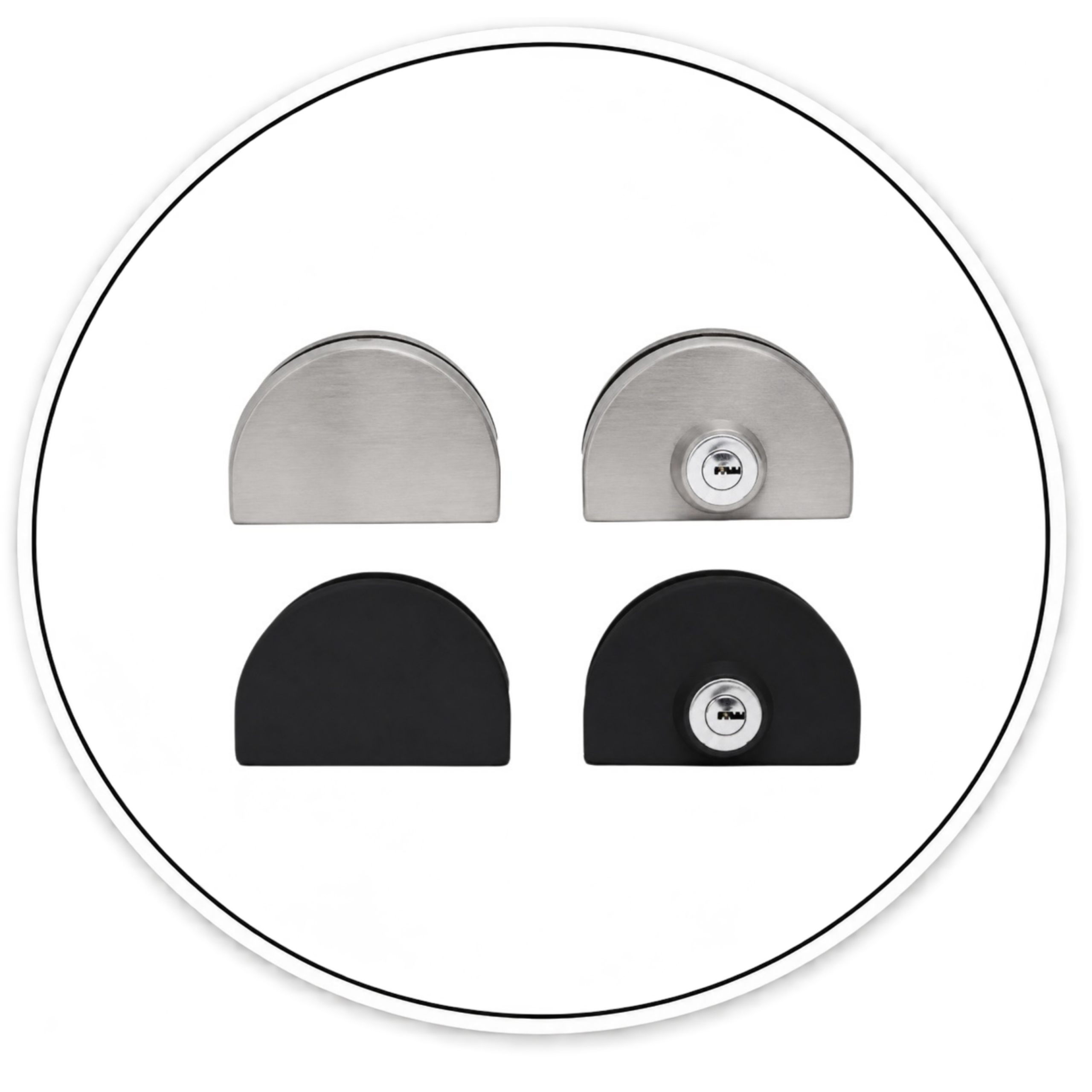 Link Hardware Slip-On Half Moon Lock for Glass to Glass