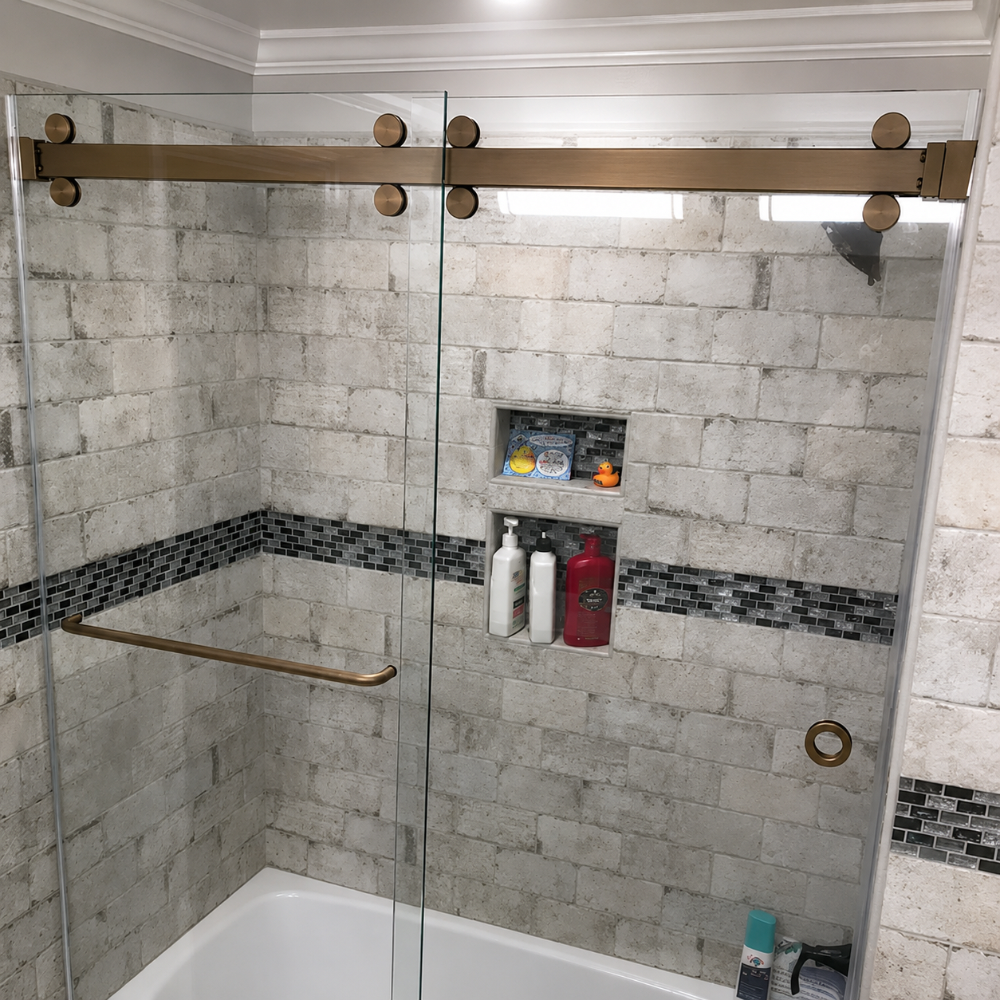 Link Hardware Deluxe 180° Two-Door Bypass Sliding Shower Door System - Image 2