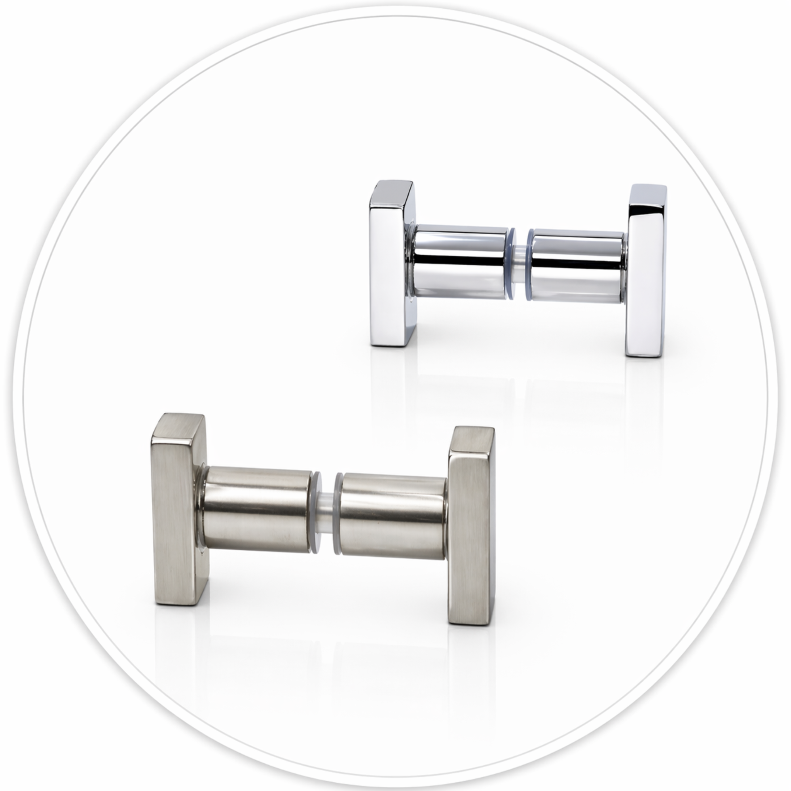 KNB032 Large Square Style Back-to-Back Shower Doorknobs