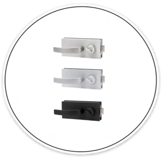 Link Hardware Glass-Mounted Latch with Lock, Thumbturn, and Lever Handles