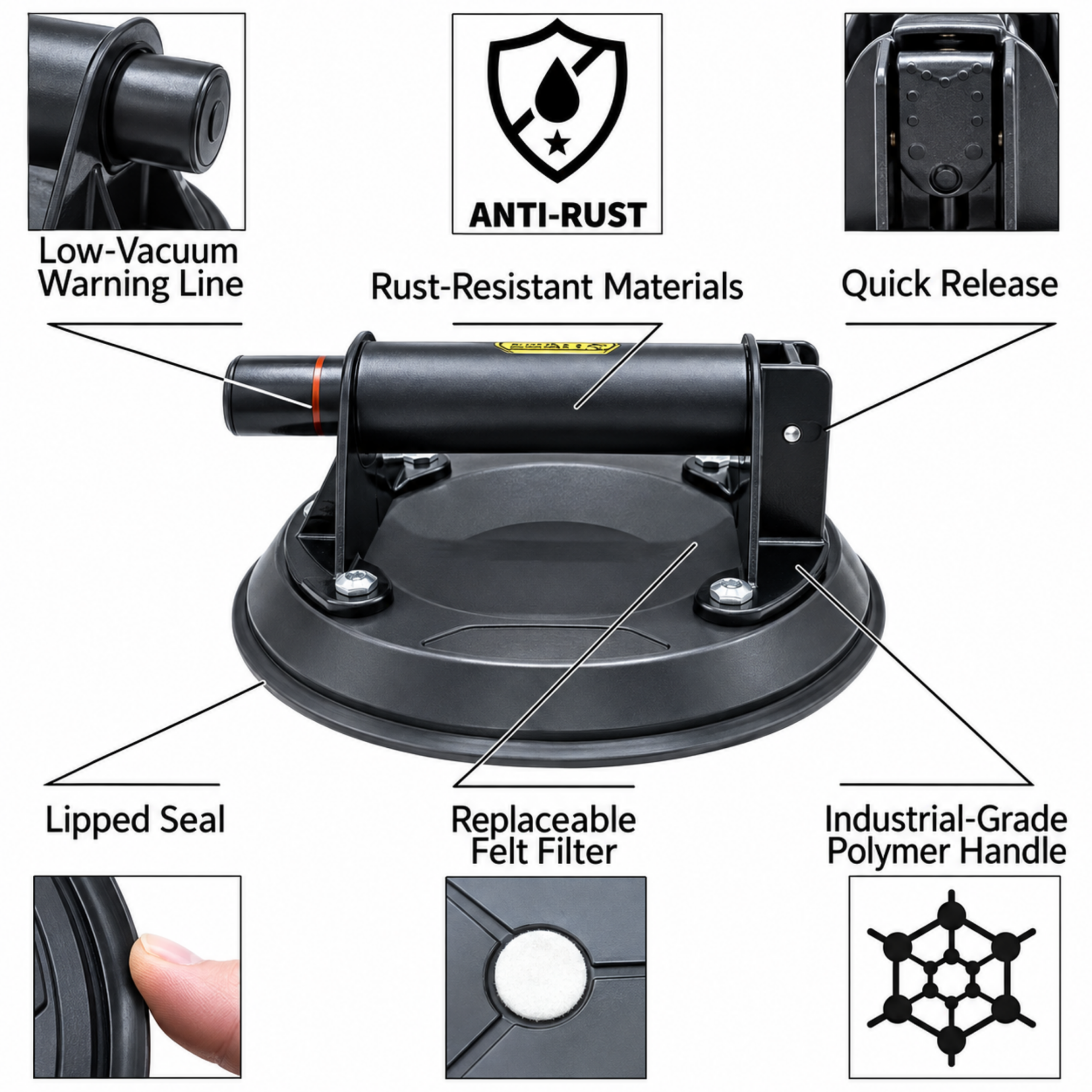 W4000 Wood's Powr Grip 8" ABS Vacuum Suction Cup - Image 4